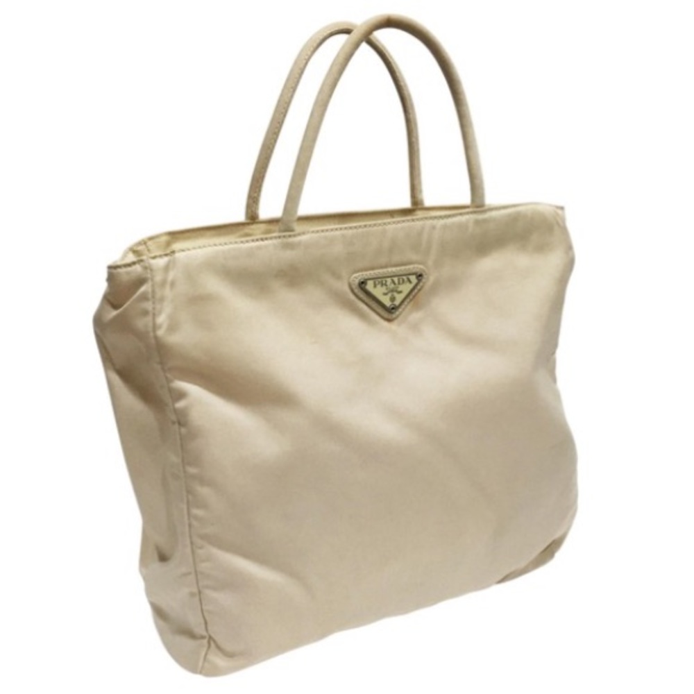 Prada light yellow tan nylon vintage small city tote bag